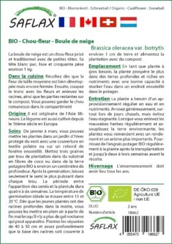 Kit De Culture - Bio - Chou-fleur - Boule De Neige - 70 Graines - Brassica Oleracea Var. Botrytis -Flora Soldes 6406413d407ee0.82661291