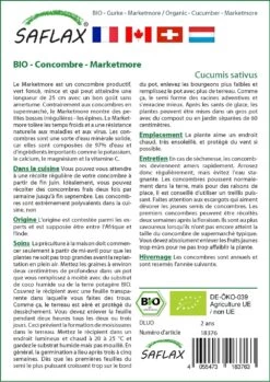 Kit De Culture - Bio - Concombre - Marketmore - 20 Graines - Cucumis Sativus -Flora Soldes 640641696a9b18.60145631