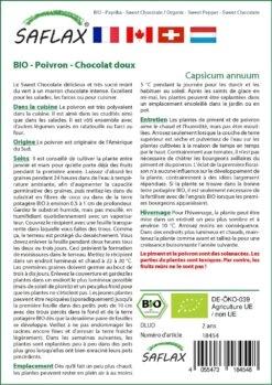 Kit De Culture - Bio - Poivron - Chocolat Doux - 10 Graines - Capsicum Annuum -Flora Soldes 640641e55c1b33.99257532